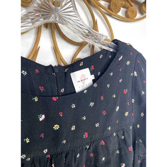 The Nines by Hatch Floral Print  Crepe Maternity Dress Black M - Picture 4 of 5